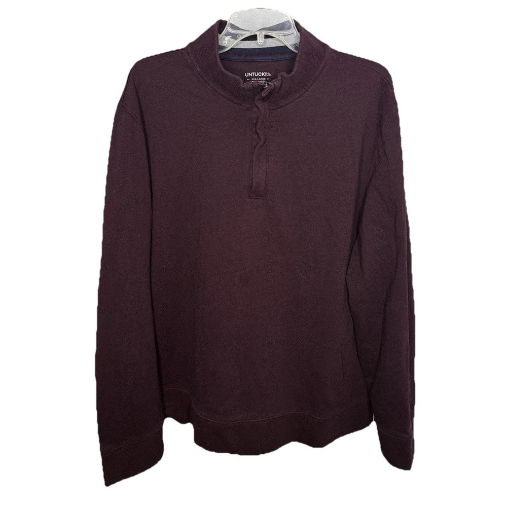 UNTUCKit Corral Mens XXX Large 3XL Red Maroon 1/4 Zip Mock Neck Pullover Sweater - Picture 2 of 9